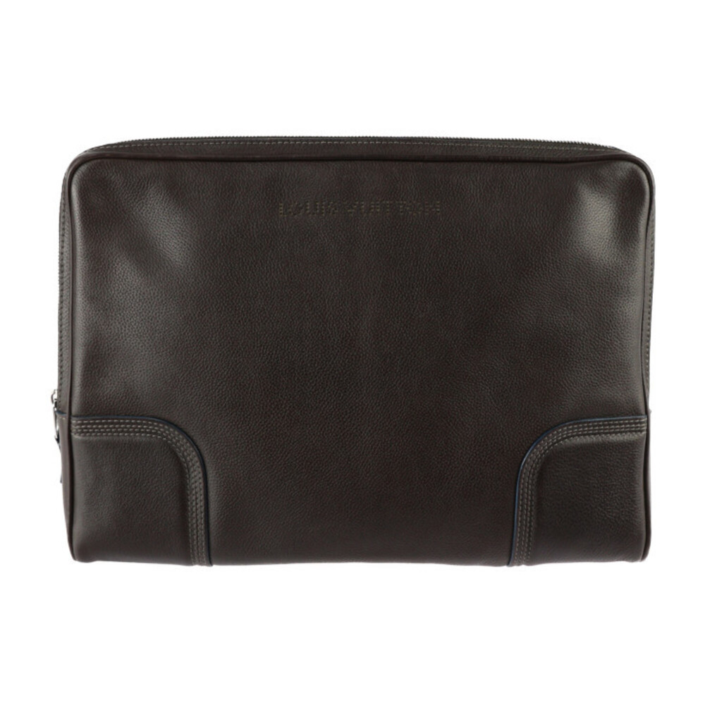 LOUIS VUITTON Authentic Brown Leather Clutch Bag - Picture 1 of 8